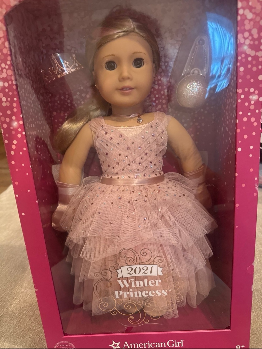 Swarovski Pink Layered Tulle Princess Doll Outfit with Crown & Purse